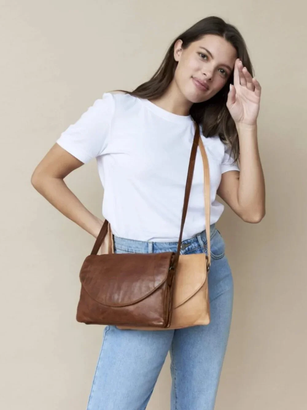 latico Marcus Denim Leather Crossbody Bag